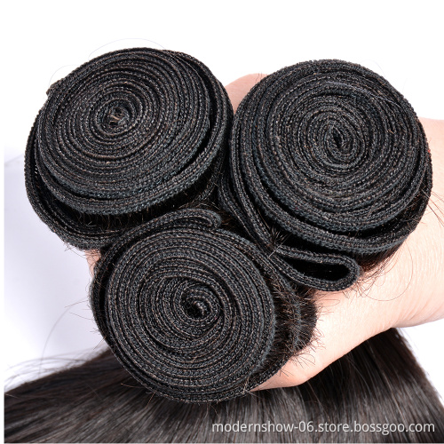 100% 10A Woman Hair Extension Mink Cuticle Aligned Raw Brazilian Virgin Straight Human hair Bundles with Frontal Closure